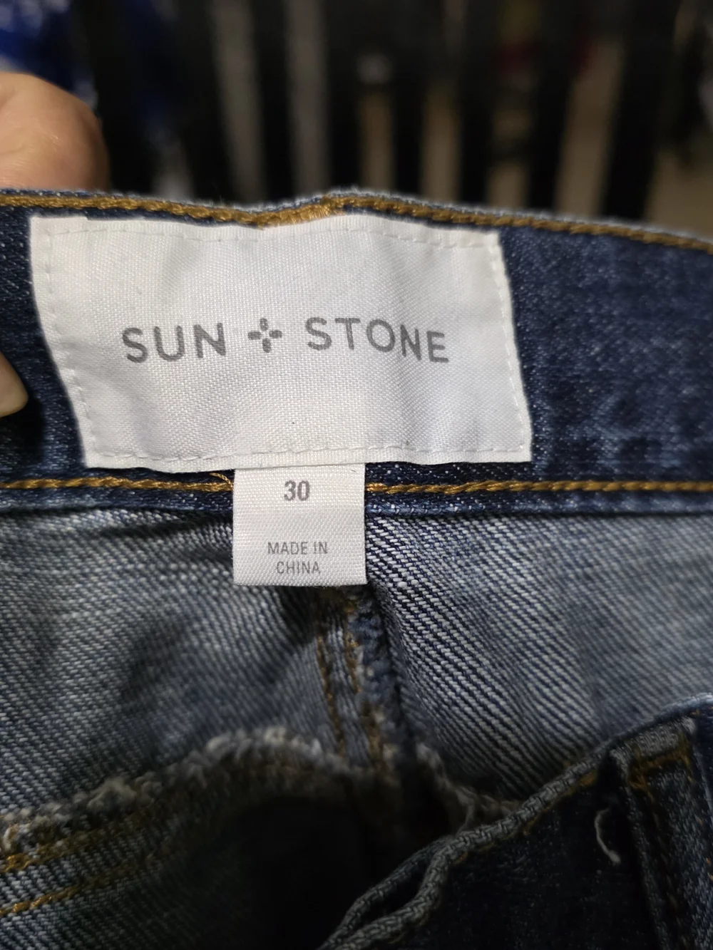Sun + Stone Men's Pactchwork Denim JEANS DISTRESED Camo Plaid Cordury Size 30 Us